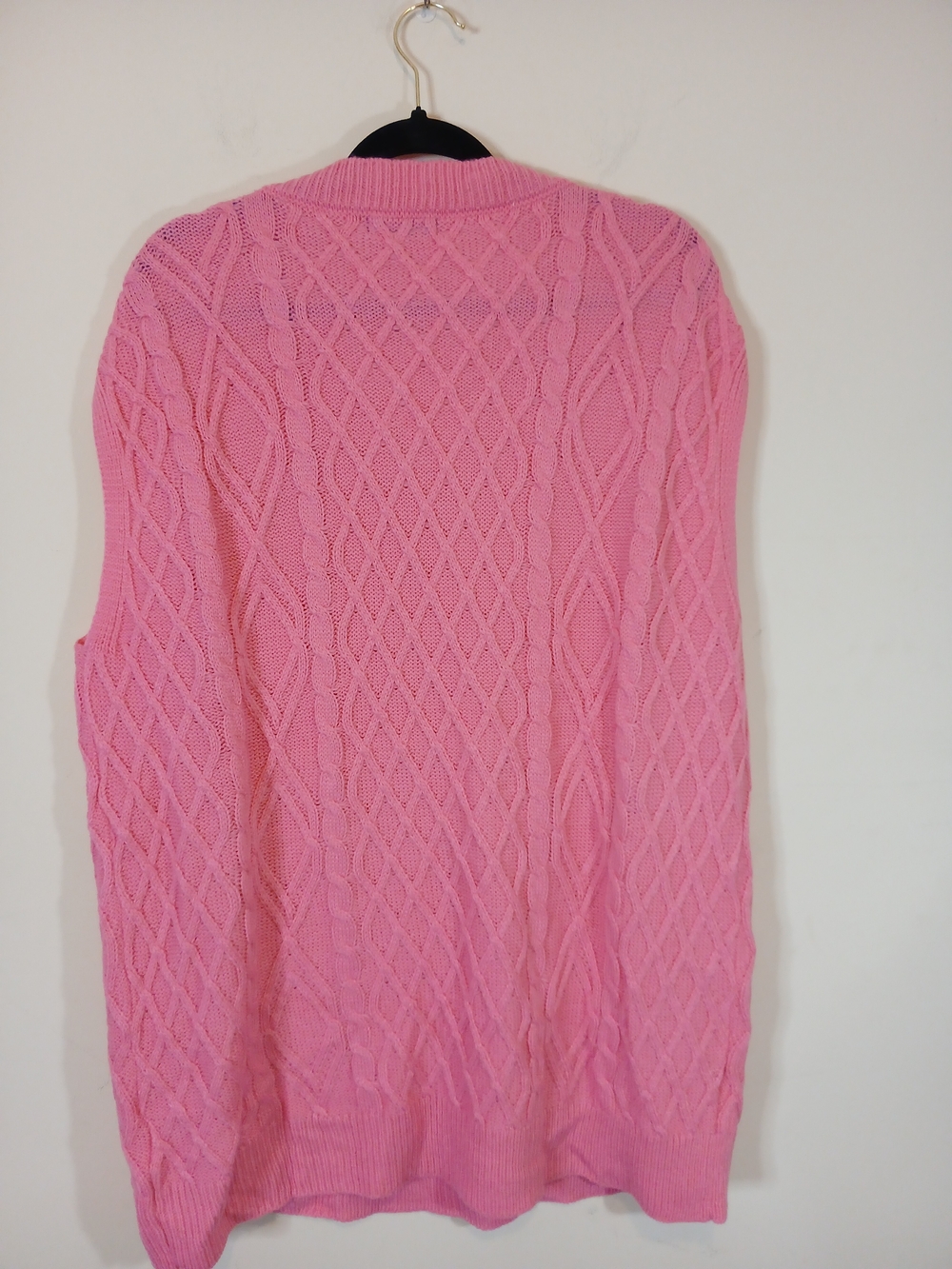 A191. SHEIN Cable Knit Sweater Vest Pink Large Like New - Picture 4 of 7